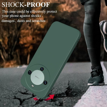Husa de Protectie, Flippy, pentru Huawei Mate 60 Pro, Liquid Silicone, cu Microfibra pe Interior, Protectie Antisoc, Compatibil Incarcare Wireless, Verde