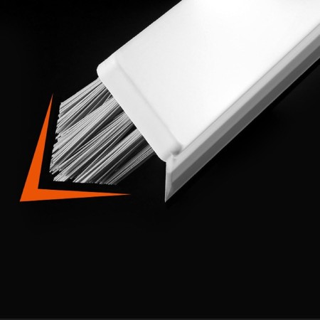 Perie de Curatare pentru Podele si Rosturi, Flippy, Lungime Maner 105 cm, Capat Pivotant 180 Grade, Peri din PP, Otel si Plastic, Cleste pentru Scame si Par Inclus, Alb
