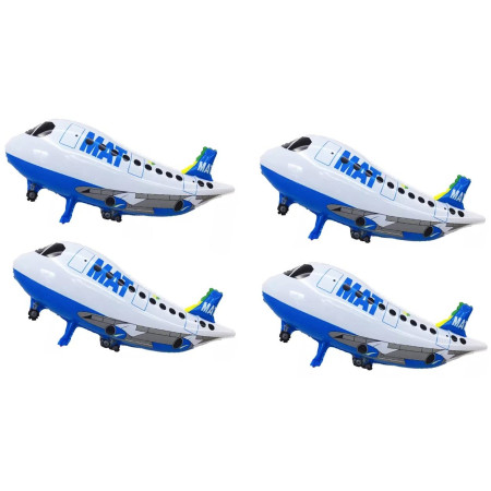 Balon din Folie Metalizata, Flippy, Figurina Avion, Tema Aeronava, 44x82.5 cm, Ambalaj Individual, Pai Inclus, Umflare cu Aer sau Heliu, Alb