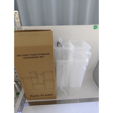 Set 4 cutii de depozitare alimente, condimente, diferite dimensiuni, Flippy, Transparente-Albe