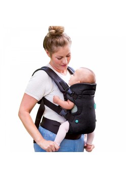 Marsupiu Ergonomic Flippy, 4 in 1, Multifunctional, 4 Pozitii, 6-36 Luni, 3.5kg - 15 kg, Negru