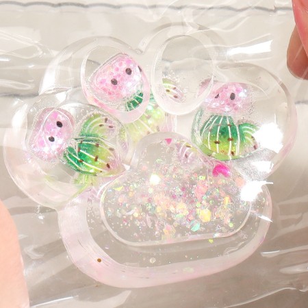 Jucarie Antistres Squishy, Flippy, Labuta de Pisica Pufoasa, cu Revenire Lenta, 7 x 6.5 cm, Model Ciuperca, Multicolor