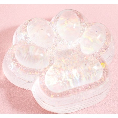 Jucarie Antistres Squishy, Flippy, cu Revenire Lenta, Model Cat Paw, 6.5 x 7 cm, din Tpr, 4-6 Ani, Model 4 Sclipici, Transparent