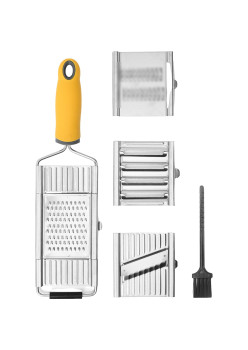 Razatoare multifunctionala Flippy, Inox, 4 tipuri de lame, usor de manevrat, maner din ABS ergonomic,33 x 8.6 cm, periuta curatare inclusa, Lame interschimbabile, Argintiu