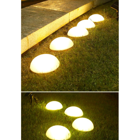 Decorațiune Solară pentru Grădină, Lampă cu 5 Ciuperci, Iluminare Alb Cald, IP44, Autonomie 10h
