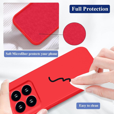 Husa de Protectie, Flippy, pentru Xiaomi 14, Liquid Silicone, cu Microfibra pe Interior, Protectie Antisoc, Compatibil Incarcare Wireless, Rosu