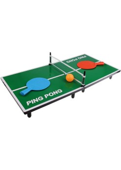 Mini Masa de Ping Pong Flippy, pentru interior, Material Lemn, 60 x 10 x 30 cm, 2 mingi, portabila, verde