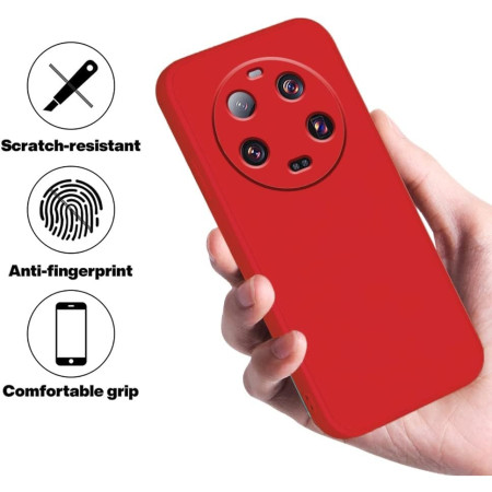 Husa de Protectie, Flippy, pentru Xiaomi 14 Ultra, Liquid Silicone, cu Microfibra pe Interior, Protectie Antisoc, Compatibil Incarcare Wireless, Rosu