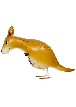 Balon din Folie Metalizata, Flippy, Figurina Animata, Model Cangur, 102x34 cm, Ambalaj Individual, Pai Inclus, Umflare cu Aer sau Heliu, Maro