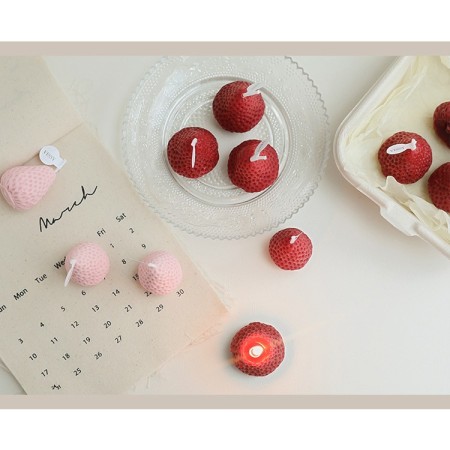 Set 9 Lumanari Parfumate, Flippy, Model Capsunici, Ardere 30 min, 117g, 9.3 x 9.3 x 3.8 cm, Roz/Rosu