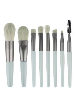 Mini set portabil 8 pensule de machiaj verzi, Flippy