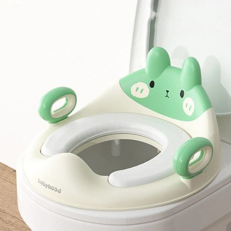 Capac WC cu Reductie, Flippy, pentru Copii, cu Manere, Model Ursulet, Plastic Durabil, Verde