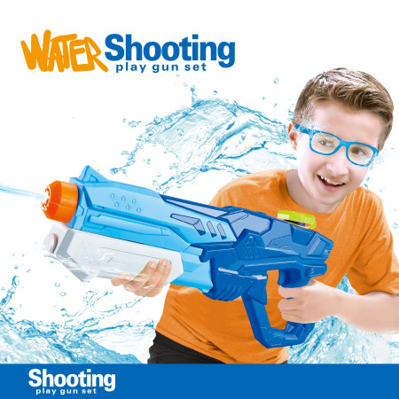 Pistol cu Apă pentru Copii, 6+ ani, cu Rezervor de 600ML, Jet Puternic, Ideal pentru Piscină și Plajă, Albastru