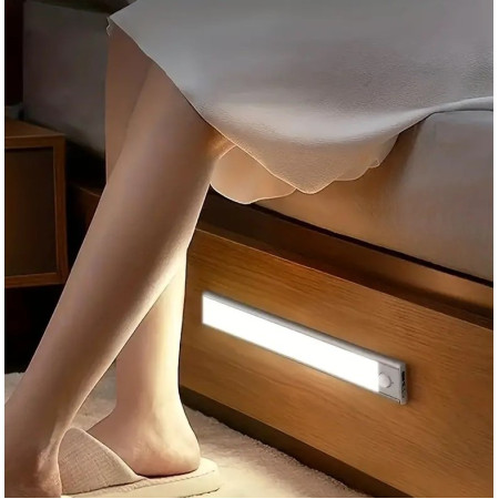 Lampa LED cu Senzor de Lumina si Miscare 30 cm, Flippy, Intensitate Reglabila, Suport Magnetic, 79 LED-uri, 114.59lm , Acumulator 600mAh cu Reincarcare prin USB-C, pentru Bucatarie, Hol, Dressing, Garaj
