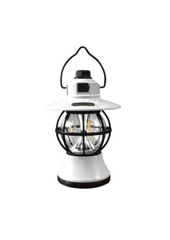 Lampă Camping Retro Reîncărcabilă, 3 Moduri Iluminare, 1200mAh, LED 5W, Intensitate Reglabilă, Culoare Albă, 20 cm, Portabilă cu Mâner
