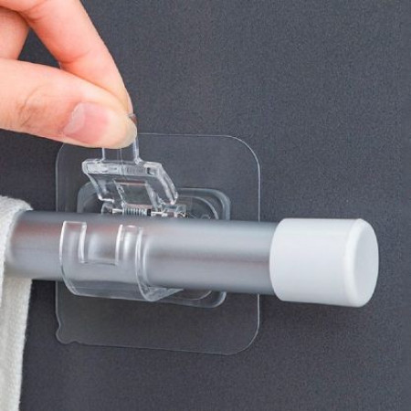 Set 2 Carlige Adezive Transparente, Flippy, Rezistente la Apa, 5 kg, Plastic, 6x6x4 cm