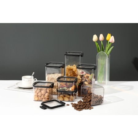 Set 6 Cutii depozitare pentru bucatarie, Flippy, 2x0.46 L, 2x0.7 L, 1x1.3 L, 1x1.8 L
