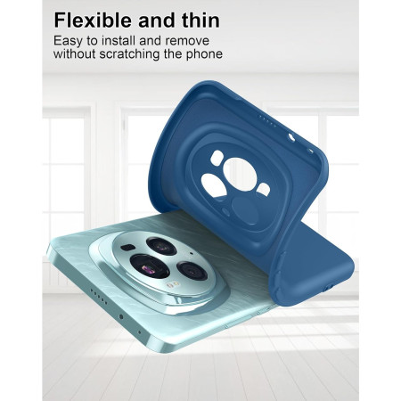 Husa de Protectie, Flippy, pentru Honor Magic 5 Pro, Liquid Silicone, cu Microfibra pe Interior, Protectie Antisoc, Compatibil Incarcare Wireless, Albastru