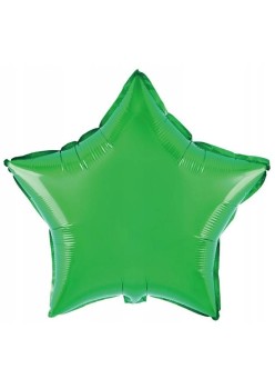 Balon din Folie Metalizata, Flippy, Figurina Stea, Model Simplu, Tematica Aniversare, 40 cm, Ambalaj Individual, Pai Inclus, Umflare cu Aer sau Heliu, Verde