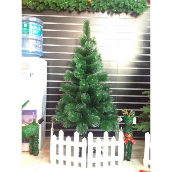 Brad de Craciun artificial tip pin, suport de plastic inclus, inaltime 90 cm, Clasic, Verde