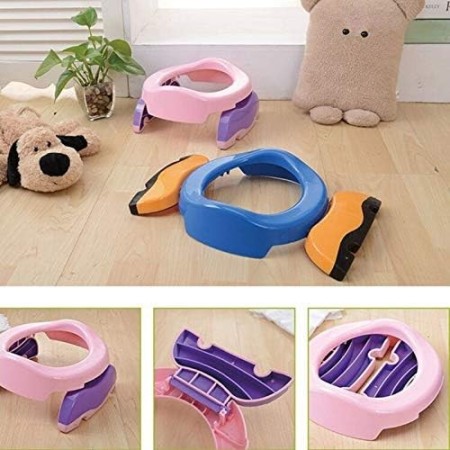 Olita Portabila 2 in 1, Flippy, Olita + Capac de Toaleta, din Plastic, Diametru 21 cm, Roz