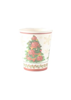 Set 10 Pahare, Flippy, Imprimeu Brad de Craciun, din Carton, 250 - 300 ml, 7.5 x 8.4 x 5.3 cm, Multicolor
