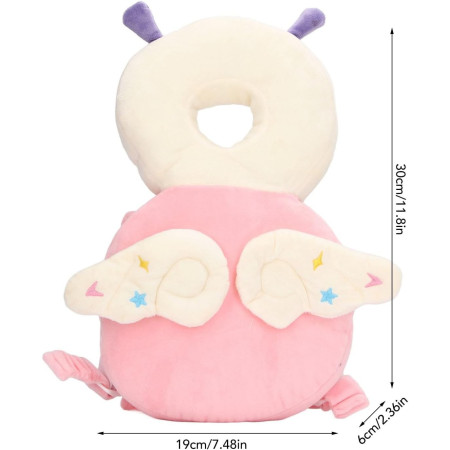 Pernă Rucsac BabyBug, Protecție Moale pentru Cap, Tetieră Ergonomică, Model Insectă, 33x6x19 cm, 180 g, Roz