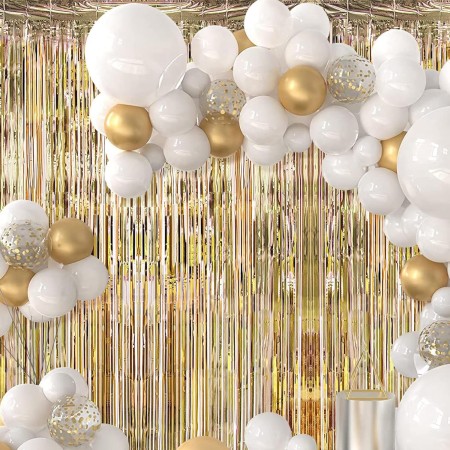 Perdea Franjurata, Flippy, Model Decor Petrecere, pentru Fundal de Poze, Amenajare Colorata a Petrecerii, Dimensiune 100x200 cm, Gold Sampanie