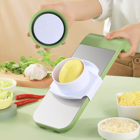 Set Razatoare 7 Piese, Otel Inoxidabil, Ideal Legume, Fructe si branzeturi, Gri-Verde