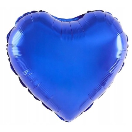 Balon din Folie Metalizata, Flippy, Figurina Inimioara, Model Simplu, Tematica Iubire, 40 cm, Ambalaj Individual, Pai Inclus, Umflare cu Aer sau Heliu, Albastru