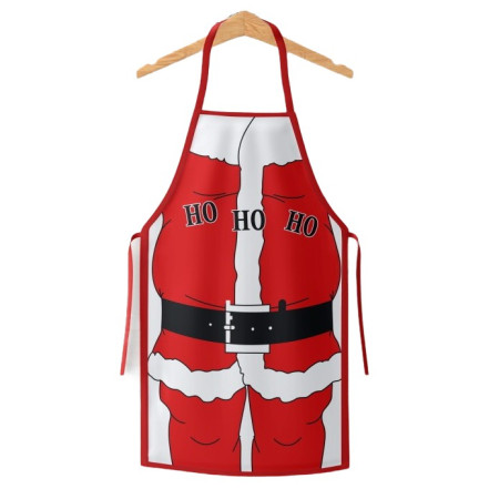 Sort de Bucatarie Model HO HO, Decorativ, Tema Mos Craciun, 50 x 70 cm, Poliester, Rosu