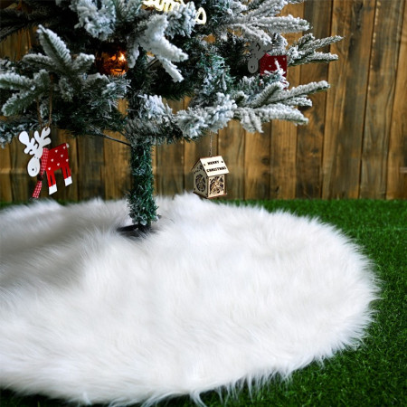 Covor pentru bradul de Craciun White Haipai, diametru 78 cm, blana cu o grosime 2.5-3 cm, alb