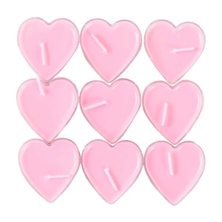 Set 9 Lumanari in Forma de Inima, Flippy, pentru Ziua Indragostitilor, Aroma de Trandafiri, Ardere 3.5 h, din Parafina, 4 x 2 cm, Roz