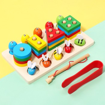 Jucarie Montessori din Lemn, Flippy, Tip Constructie, Multicolor