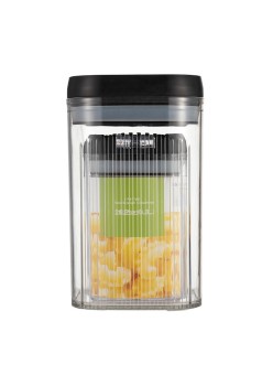 Cutii de Depozitare Alimente, Flippy, Set din 2 Cutii de tip Container, Recipiente pentru Cereale in Bucatarie,  Transparente cu Capac Negru