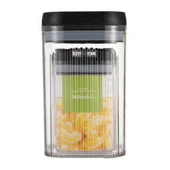 Cutii de Depozitare Alimente, Flippy, Set din 2 Cutii de tip Container, Recipiente pentru Cereale in Bucatarie,  Transparente cu Capac Negru