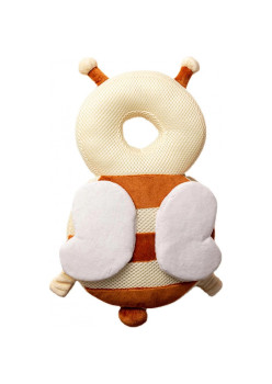Pernă Rucsac BabyBee, Protecție pentru Cap, Tetieră cu Design Aerisit, Model Albinuță, 33x6x19 cm, 180 g, Maro/Bej