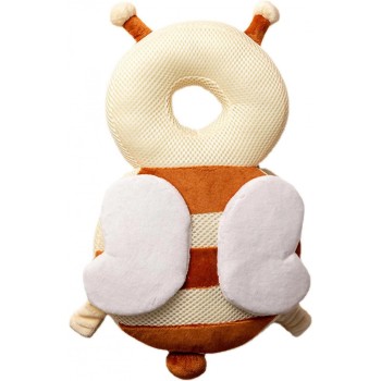 Pernă Rucsac BabyBee, Protecție pentru Cap, Tetieră cu Design Aerisit, Model Albinuță, 33x6x19 cm, 180 g, Maro/Bej