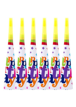 Set 6 Trompete Happy Birthday, Flippy, pentru Petrecere, Tematica Aniversare, 18.3x5 cm, Multicolor