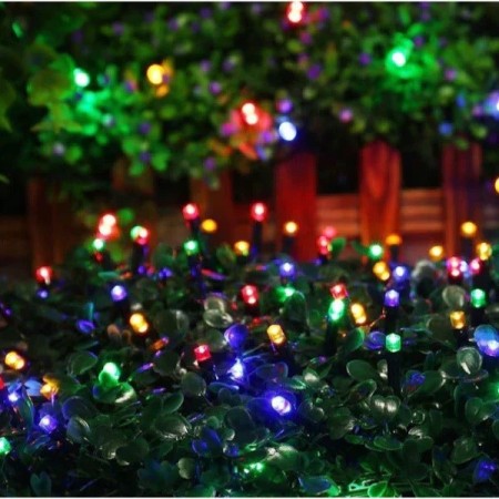 Instalatie Craciun cu Energie Solara, Liniar cu Fir de Cupru, 32 m, 300 de LED-uri, Multicolor