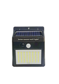 Lampa cu incarcare solara si senzor de miscare pentru exterior, 64 LED cu distanta de inductie, montaj pe perete, fara cabluri, Flippy