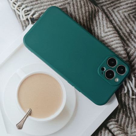 Husa pentru Apple iPhone 14 Plus Flippy, Liquid Silicone, cu Microfibra pe interior, Protectie Antisoc, Dark Green, Verde inchis
