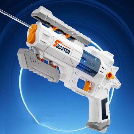 Pistol Manual cu Apa, Flippy, Jucarie Pistol cu Apa Sigur Pentru Copii, Design Nou S-Shooter Atractiv, 23 x 14.5 cm, Alb
