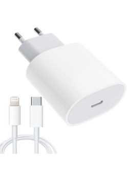 Incarcator compatibil cu iPhone, USB Type-C, Fast charge, Putere 20W, Flippy, Alb