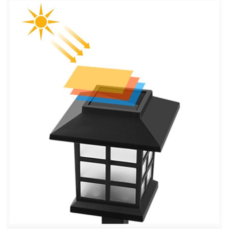 Lampă Solară LED pentru Grădină, Design Tip Felinar, Iluminare Albastră, IP65, 38 cm