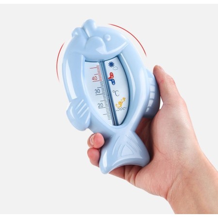 Termometru pentru Baie, Flippy, Plutitor, Rezistent la apa, Multifunctional, Model Peste, 15.5x9.5x2 cm, Albastru
