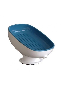 Savoniera din Plastic, Flippy, cu Ventuza, Design Modern, Albastru