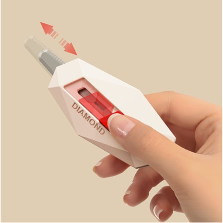 Mini Cutter pentru Deschiderea Cutii, Vârf Rotunjit și Zimtat, Design Tip Breloc, 6.5x3.5 cm, Crem
