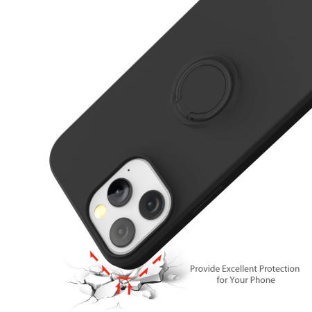 Husa protectie Flippy compatibila cu Samsung Galaxy A71 Liquid Silicone Ring cu suport rotativ Negru