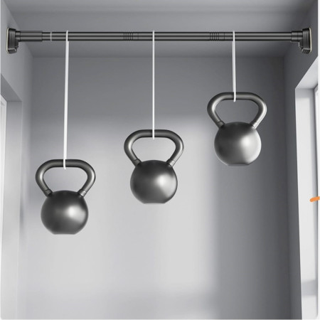 Bara Telescopica Multifunctionala, Flippy, din Otel Inoxidabil si ABS, Utilizare Universala, Extensie 185 - 205 cm, Fara Perforare Perete, Negru
